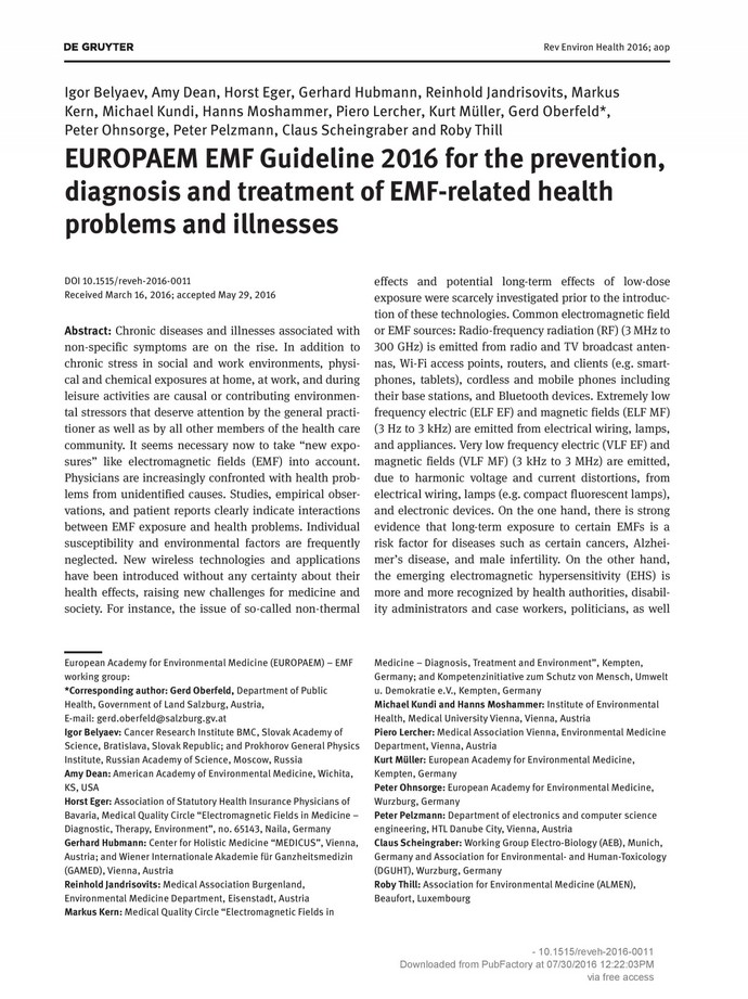 EUROPAEM EMF Guidelines 2016