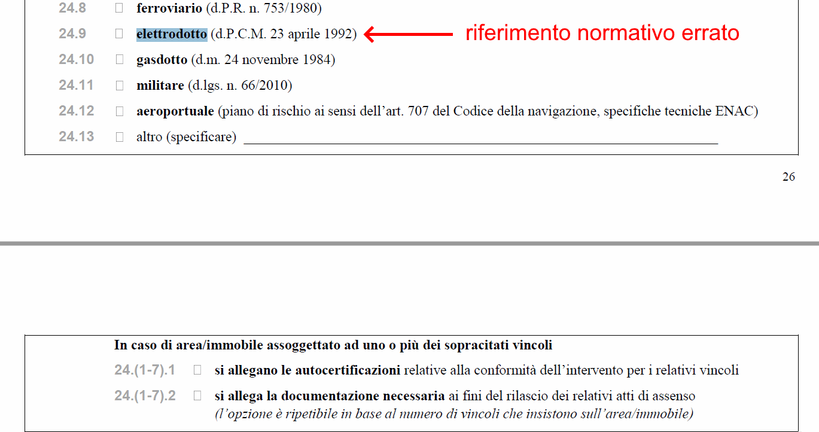 Riferimento normativo errato